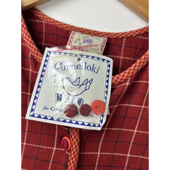 NWT Cornelloki Girls 7/8 Sleeveless Red Plaid & Floral Dress With Buttons - Picture 8 of 14